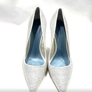 Schutz Lou Crystal Satin Pump in Glam White